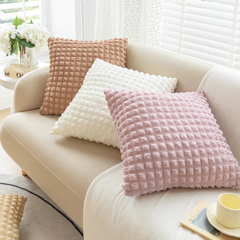 Creamy Style Throw Pillow Cover for Sofa Decor