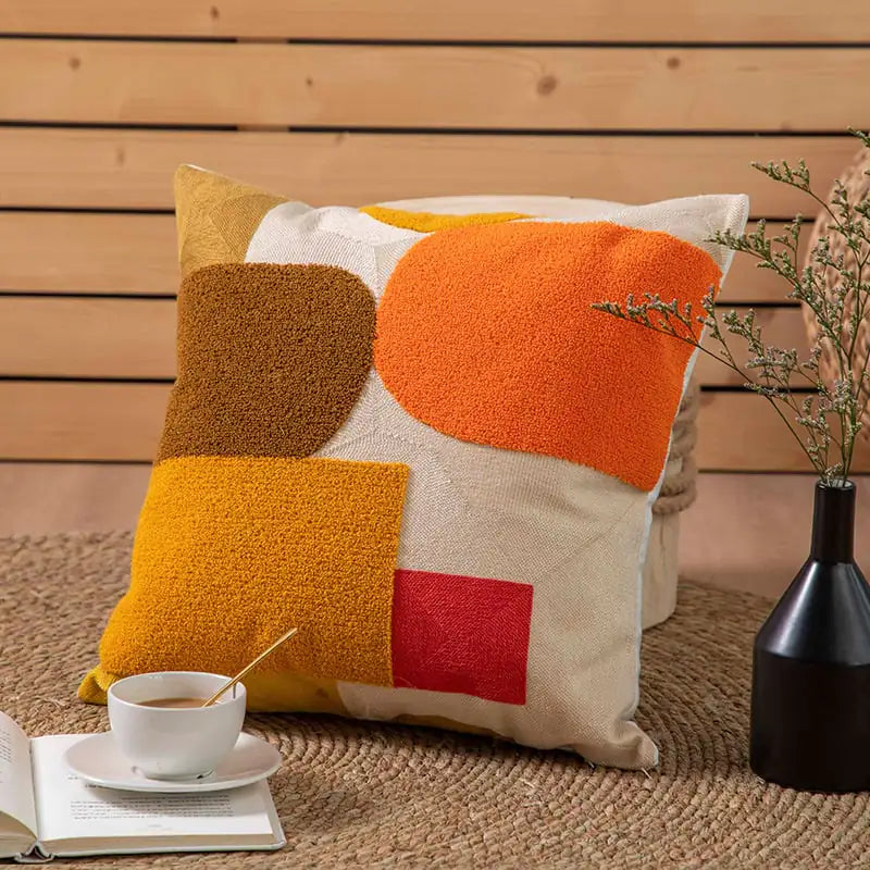 Embroidered Throw Pillow Cushion Cover - Simple Design