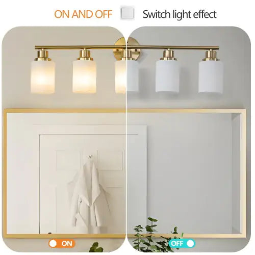 5 Lamps Gold Bathroom Vanity Lamp, Frosted Glass Shade, Modern Wall Mounted Lighting - No Bulbs Unavailable Platforms- Temu freshparc