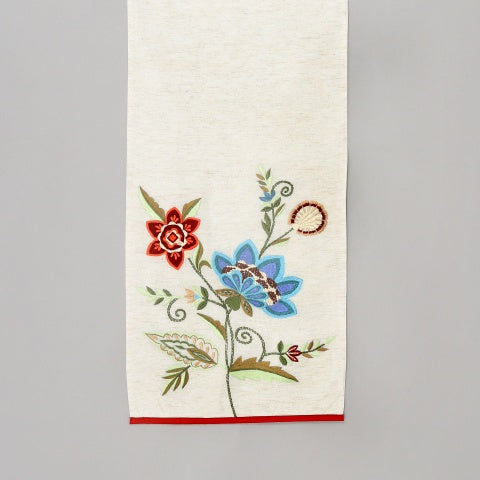 Blue Flower Embroidered Table Runner 72 Inches Long For Dresser Home Dining Table Decor