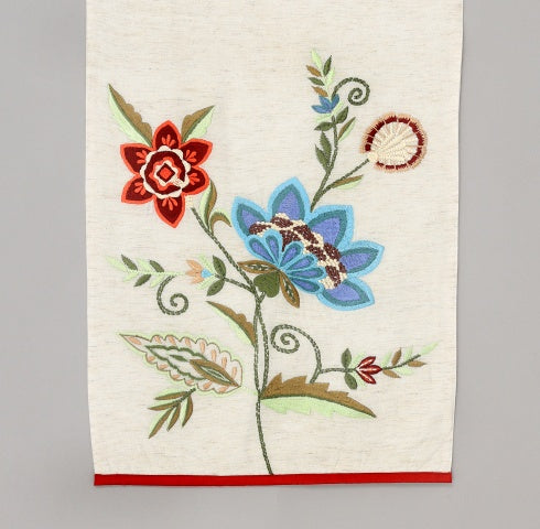 Blue Flower Embroidered Table Runner 72 Inches Long For Dresser Home Dining Table Decor