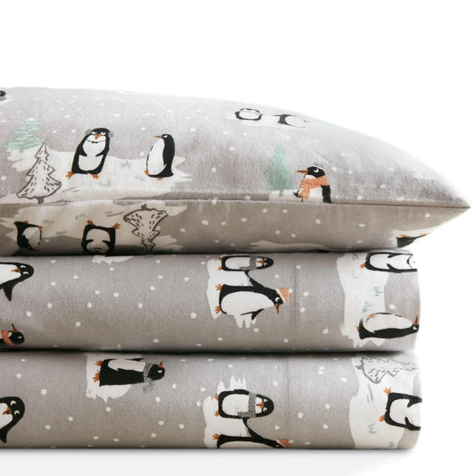 Codi Flannel Sheets Twin Size- 3 Pieces Ultra Soft Warm Sheet Set Cozy 100% Cotton Bedsheets Novelty Printed Bedding Sets 12 Inch Deep Pocket Cute Penguins freshparc