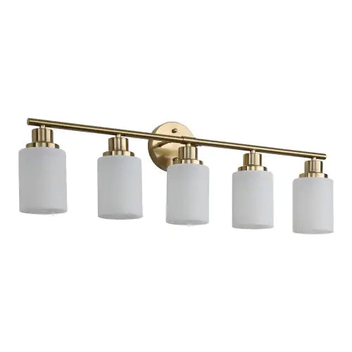 5 Lamps Gold Bathroom Vanity Lamp, Frosted Glass Shade, Modern Wall Mounted Lighting - No Bulbs Unavailable Platforms- Temu freshparc