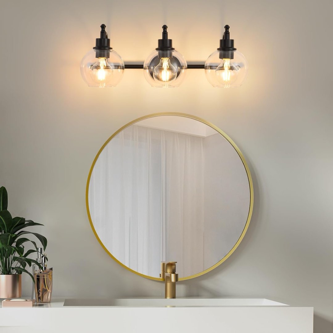 3 Lights Bathroom Vanity Fixture, 22 Inch Bathroom Fixture, Bathroom Lamp Above Mirror With Clear Glass Cover For Living Room And Kitchen, E26 Base