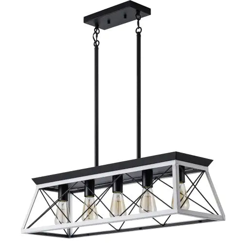 5 Lamps Farmhouse Chandelier Dining Room White -