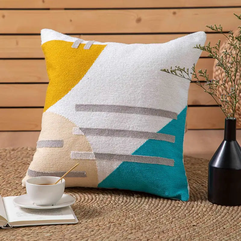 Embroidered Throw Pillow Cushion Cover - Simple Design